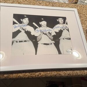 Mantle DiMaggio Williams signed photo framed